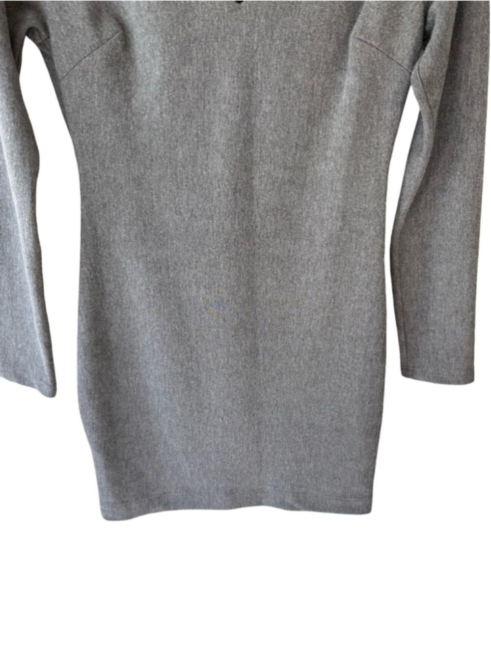 Zara Gray Long Sleeve V-Neck Mini Bodycon Dress Size S Y2K Cocktail Party - Picture 12 of 14